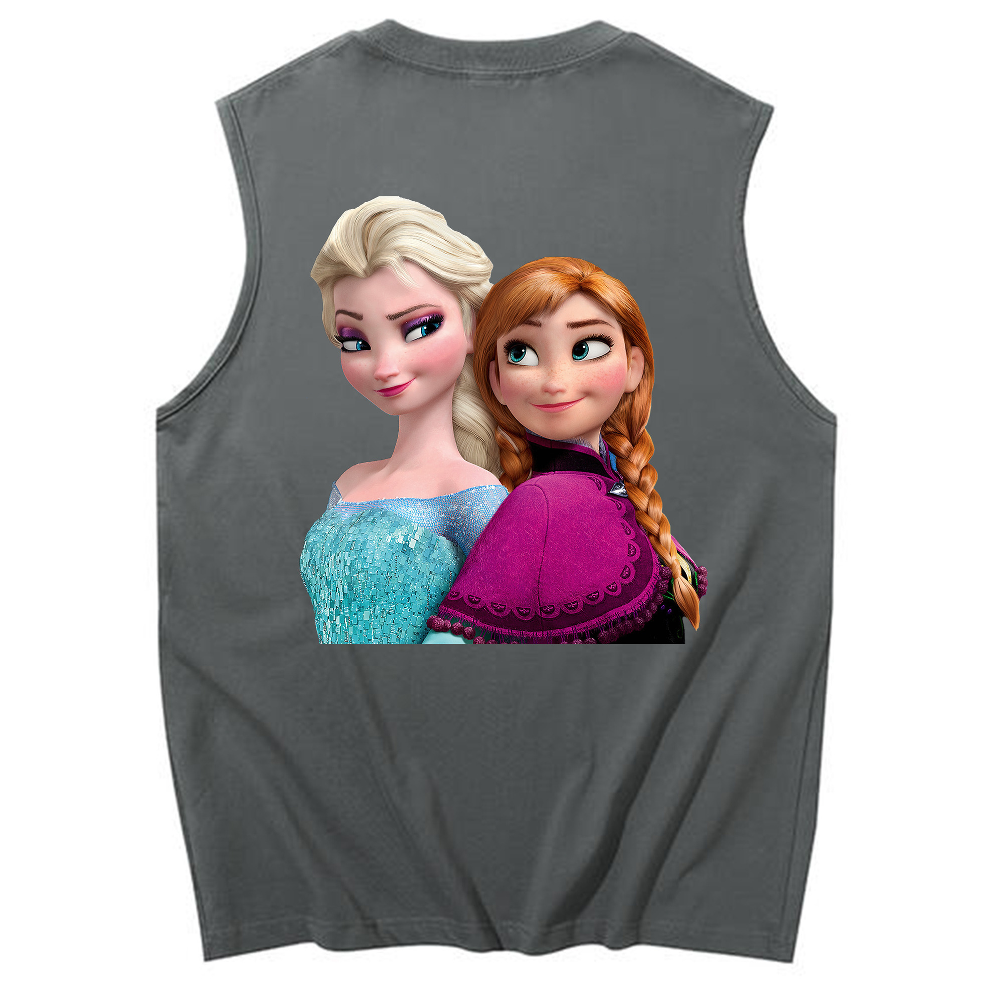 （画像用） アナと雪の女王 アンナ エルサ Frozen Anna Elsa コットン100％タンクトップ（背面プリント）